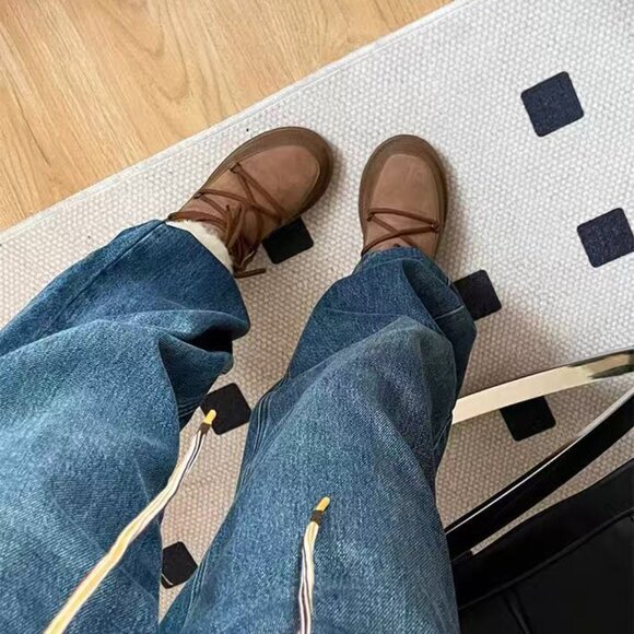 Ugg Australia Women Lodge Leather Sheepskin Lace UpBoots Shoes Sz 7 - Picture 2 of 8